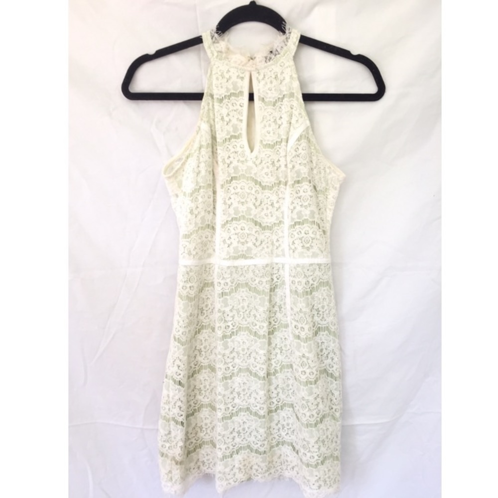 White and Light Green Lace Bodycon Dress